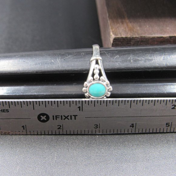 Size 6.75 Sterling Silver Cute Blue Inlay Ring - Picture 6 of 7